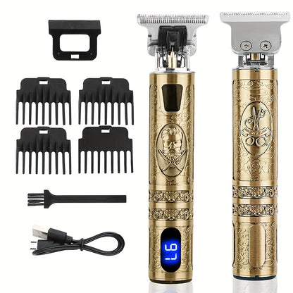 YAIAWISU Men's Cordless Electric Hair Clippers & Beard Trimmer with LCD Screen, USB-Rechargeable Cordless Grooming Kit, T-Blade Trimmer with Guide Comb Suitable for Hair, Shaving, and Scalp Trimming - ayq