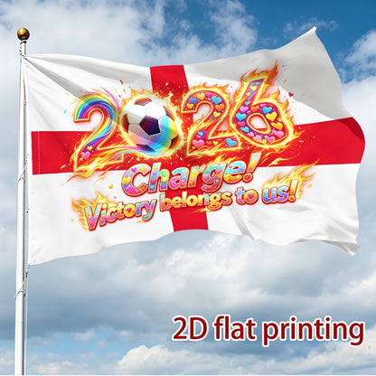 England 2026 Football Fan Flag - Vibrant Polyester, Fade-Resistant