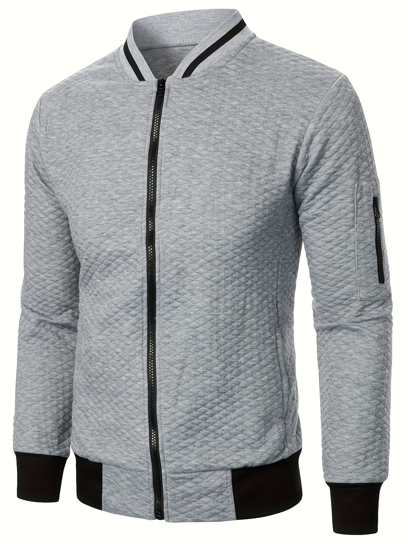 Men's Casual Full Zip Bomber Jacket, Warm Comfy Blouson Jacket For Autumn And Winter Outdoor Activity