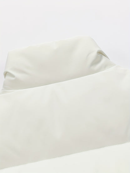 Men'S 2025 New Casual Jacket - Black, Stand Collar, Zip-Up, Long Sleeve, Polyester Filled, Winter Coat with Adjustable Drawstring Hood