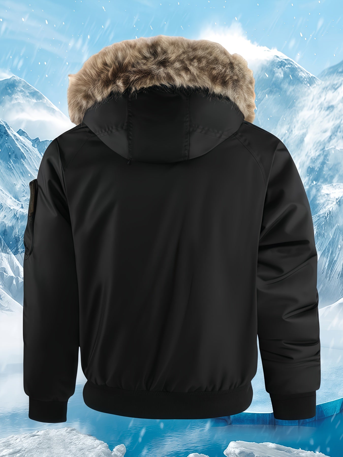 Men's Winter Coat - New Warm Hooded Jacket with Golden Print Accents, Loose Fit Casual Outerwear for Cold Weather, Machine Washable, Thick Comfort Plush Lining