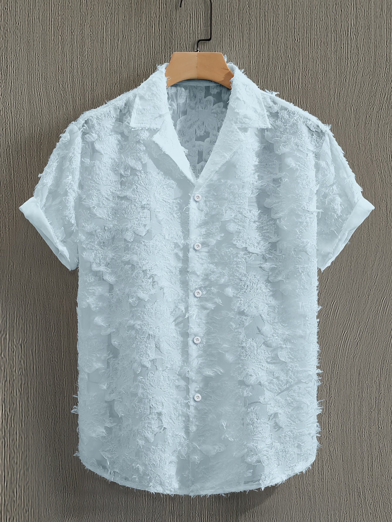 Men's Casual Short-Sleeve Polyester Shirt for Spring and Fall