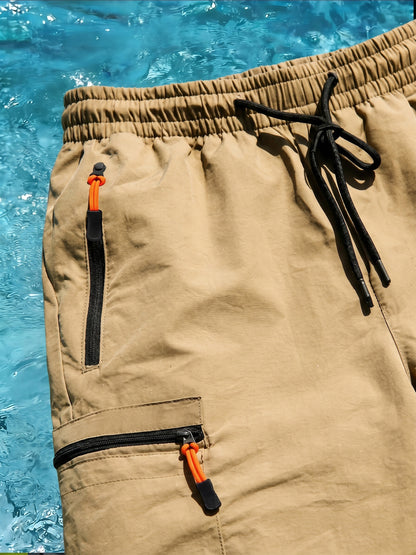Men's Casual Loose-Fit Cargo Shorts with Elastic Drawstring Waist