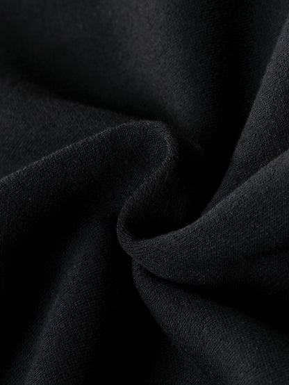 2pcs Boys' Autumn/Winter Fleece-Lined Hooded Zip-Up Jacket and Pants Set with Bird Print, Simple Color Block Design with Pockets, Fashionable Sporty Outfit for Outdoor Activities and Daily Wear, 100% Polyester Knit Stretch Fa