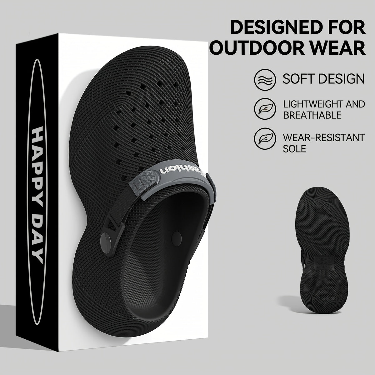 Unisex EVA Summer Slides with Textured Hole Design, Thick Sole