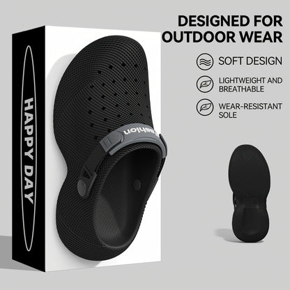 Unisex EVA Summer Slides with Textured Hole Design, Thick Sole
