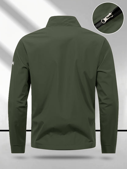 Men's Vintage Casual Bomber Jacket Stand Collar Windproof Coat