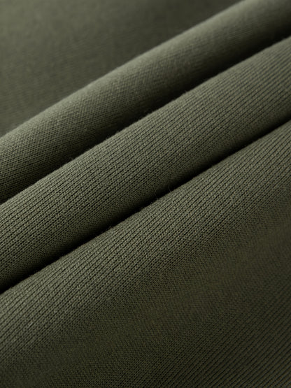 Men's Heavy-Duty Hooded Sweatshirt with Full-Zip Front & Utility Pockets - Olive Green Tactical-Style Outdoor Jacket, Long Sleeve Casual Pullover for Hiking, Camping, Casual Attire - Spring/Fall Layering Essential (Regular Fi