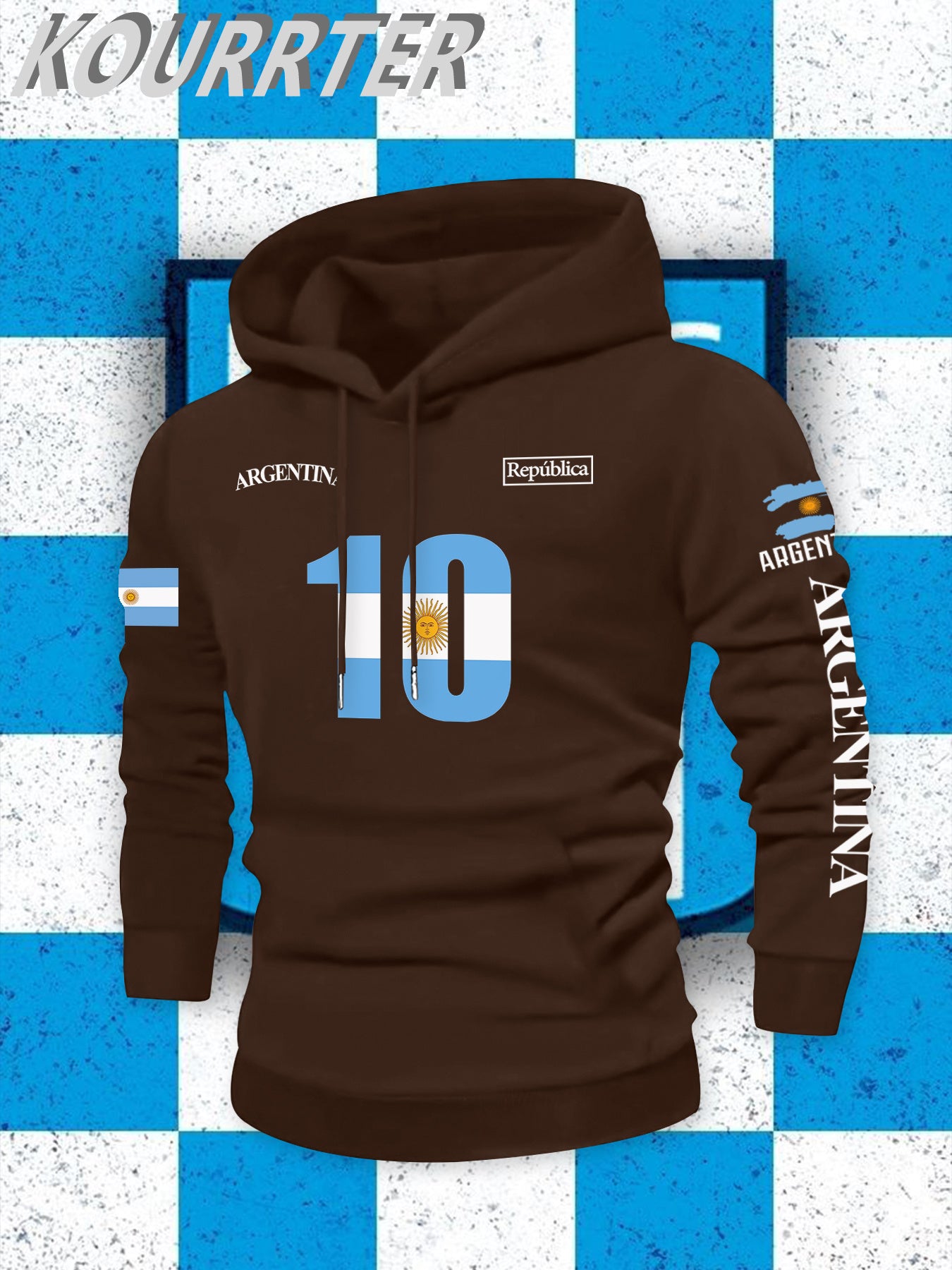 Men's Argentina Flag Hooded Sweatshirt - Casual Winter Pullover