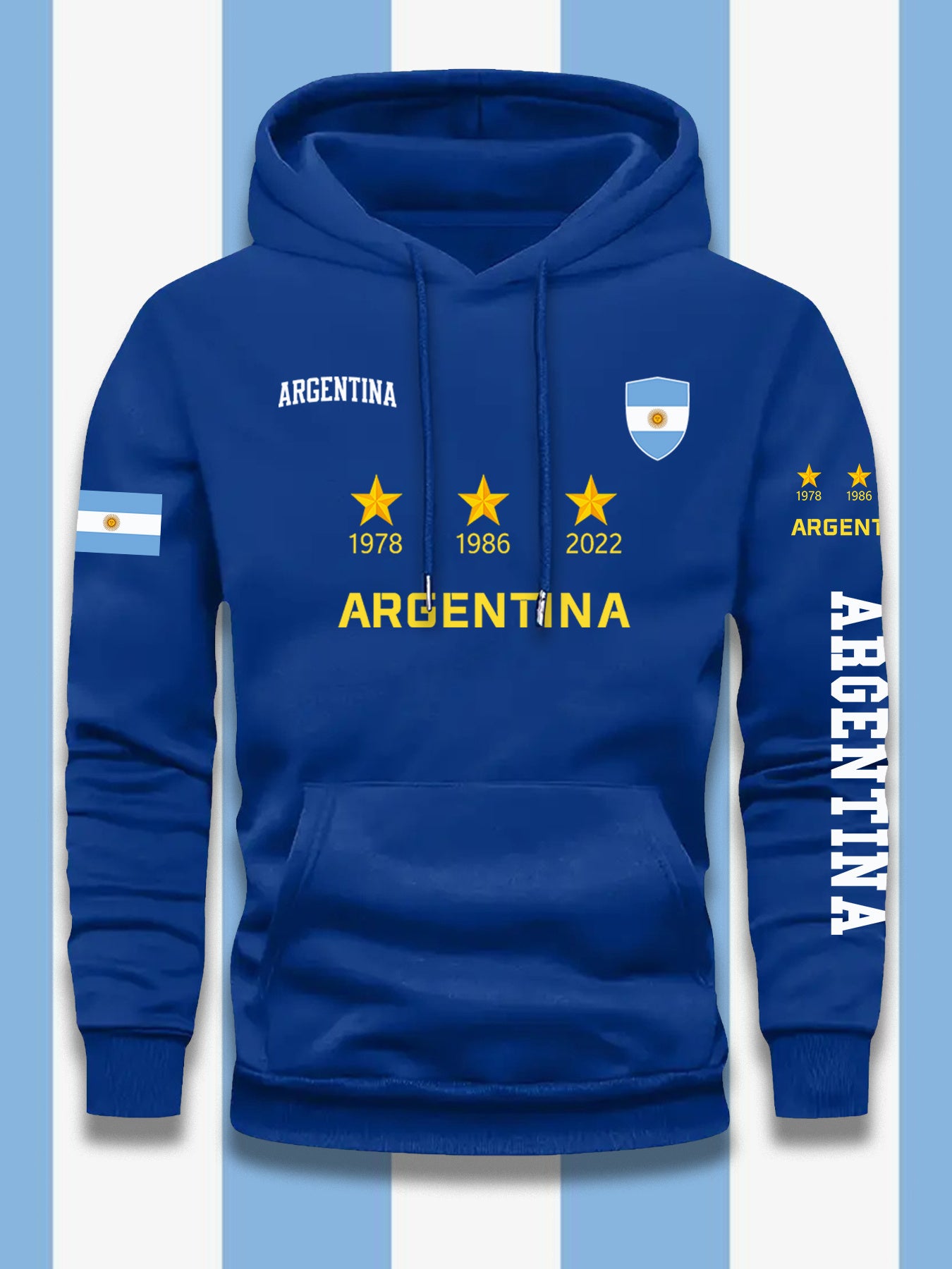 Men's Argentina Flag Hoodie - Casual Loose Fit Pullover