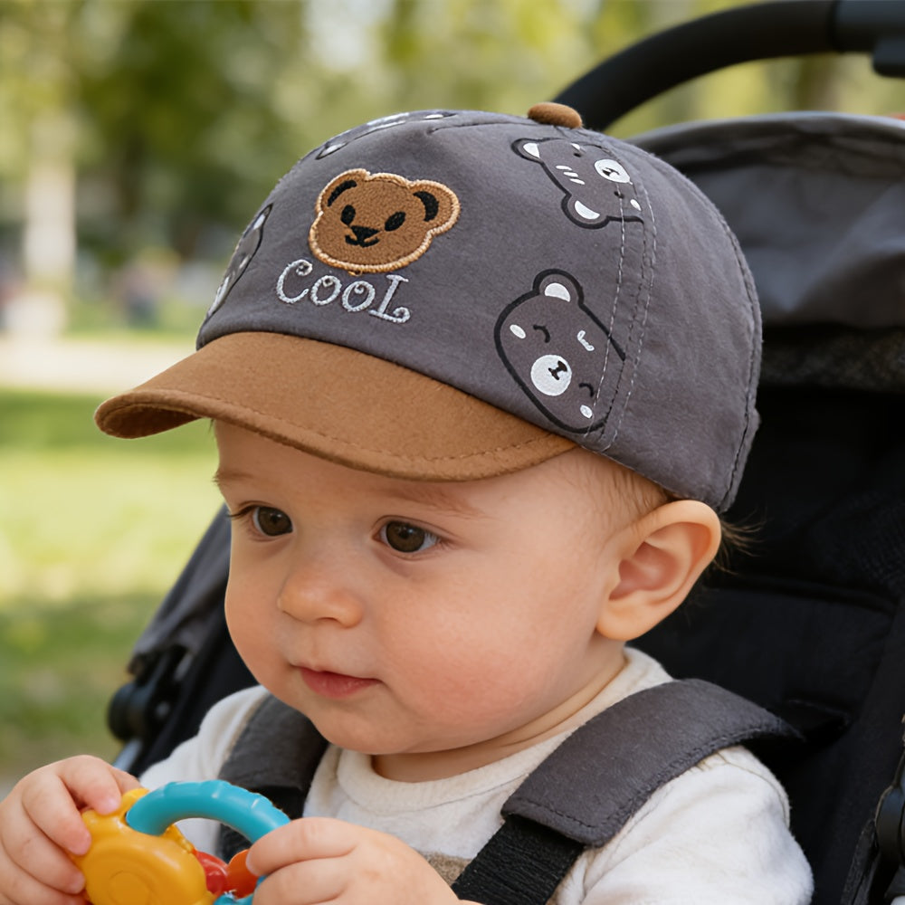 Infant Baseball Cap with Cute Bear Design for Spring Summer