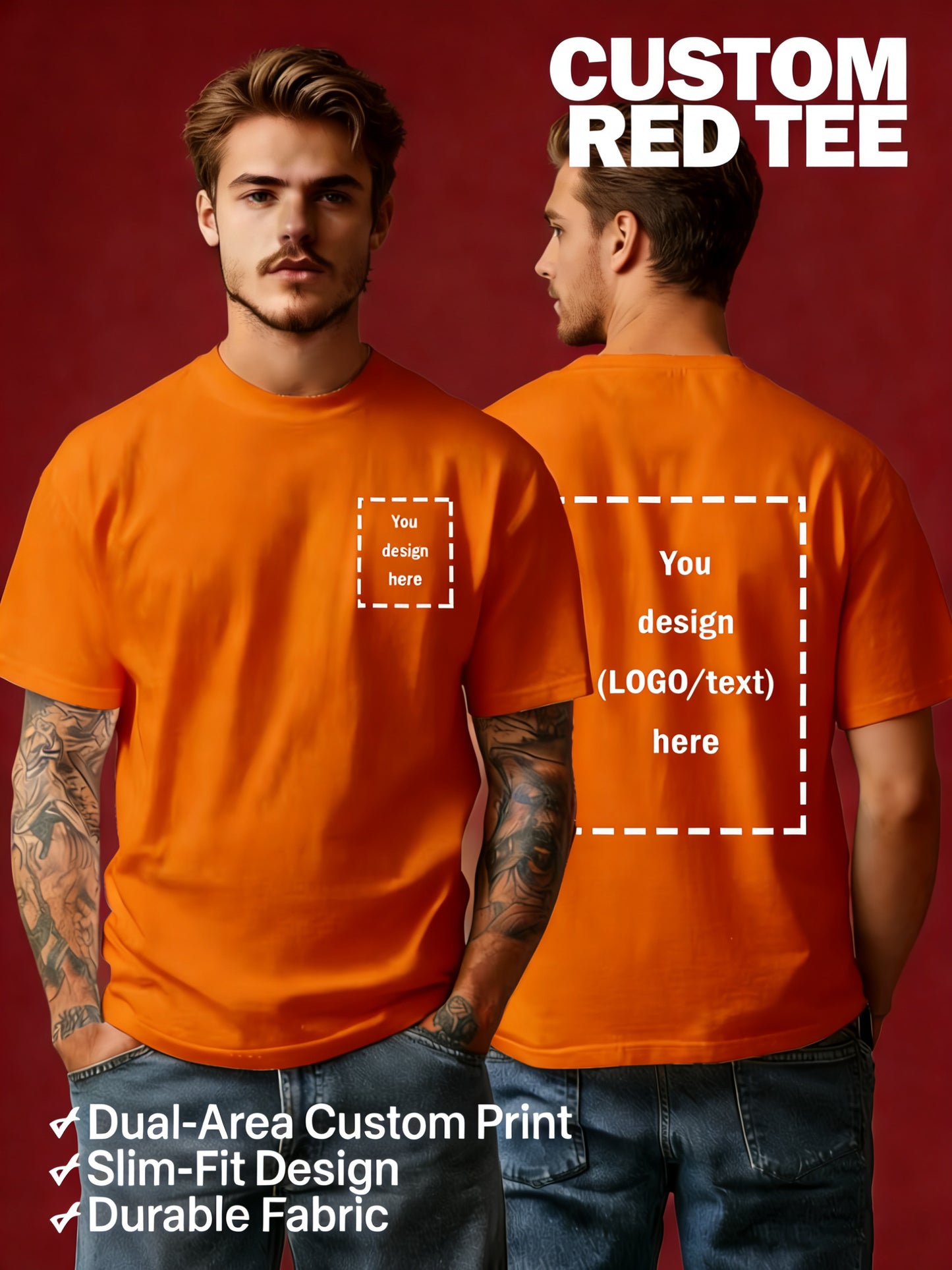 Men's Customizable Polyester T-Shirt with Crew Neck - Breathable Summe
