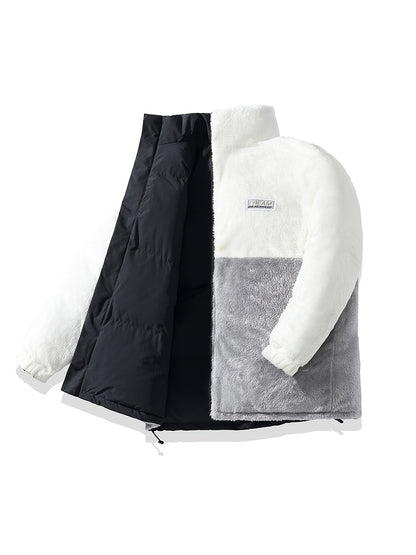 Men'S Heavy-Duty Winter Jacket - Thick Insulated Coat with Full-Zip Closure, Double-Sided Wearing, Stand Collar, Non-Stretch Fabric - Cold Weather Outerwear for Men