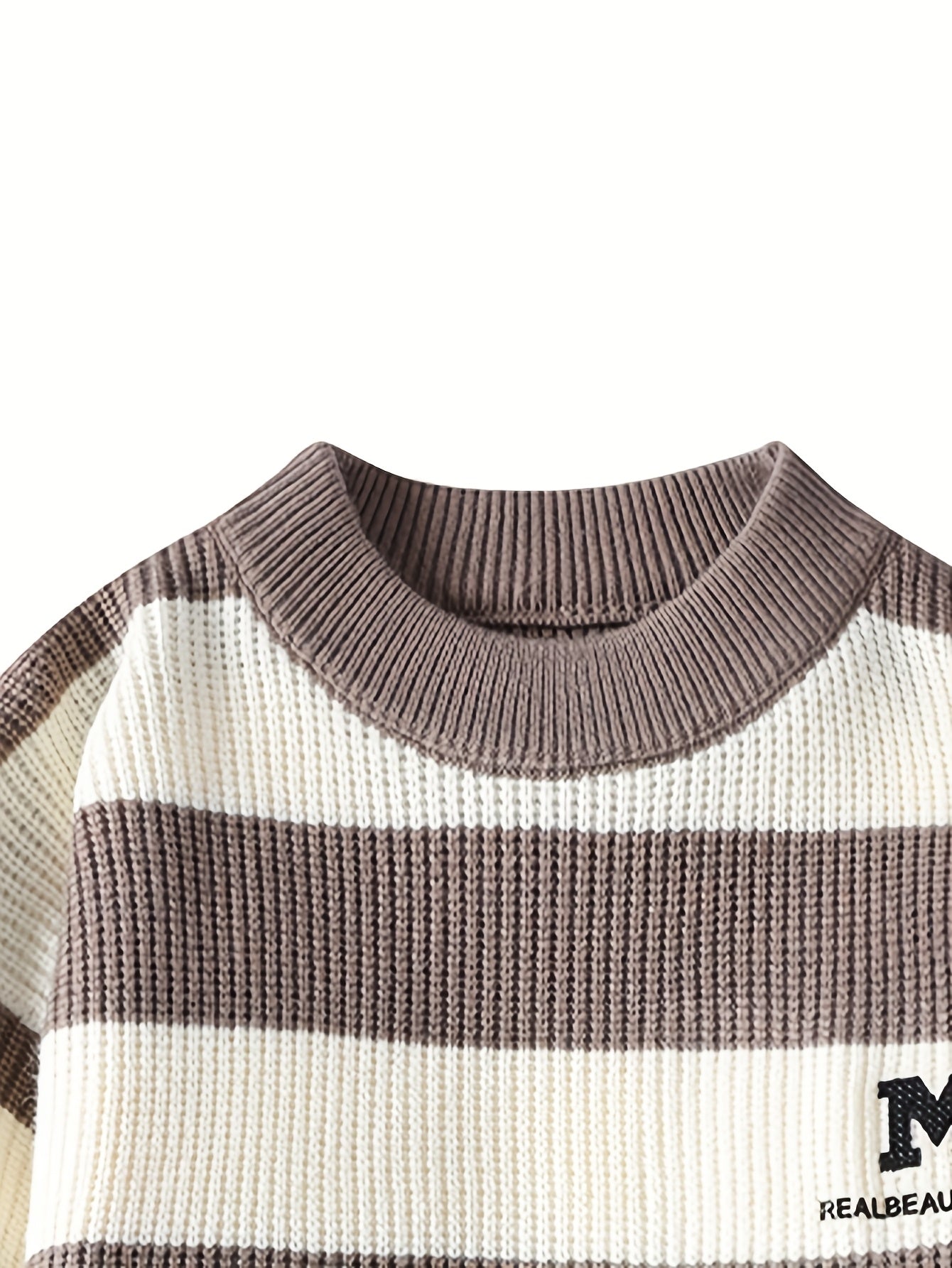Men's 2025 Autumn/Winter Striped Sweater for Youth with Color Block Round Neck Casual Warm Knitwear