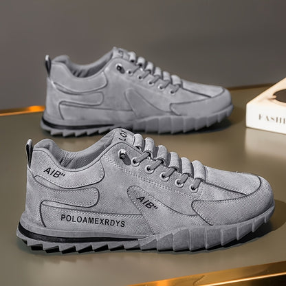 Men's Slip-On/Lace-Up Casual Shoes - All-Season Non-Slip Cushioned PVC Sole, Low-Top Athletic Sneakers Grey/ for Gym, Office, Everyday - Durable Canvas Upper  Non-Slip Grip Outsole, Grip Enhancing Footwear, Comfortable Lined