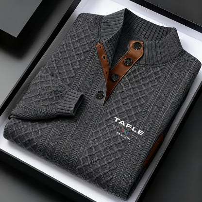 Milan High-Quality New Luxury Men'S Stand-Up Collar Jacquard Knitted Sweater, Casual Long-Sleeve Jacquard Golf Shirt