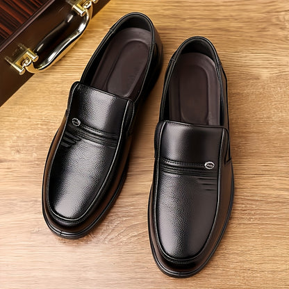 Men's Casual Slip-On Cowhide Leather Shoes - Breathable All-Season