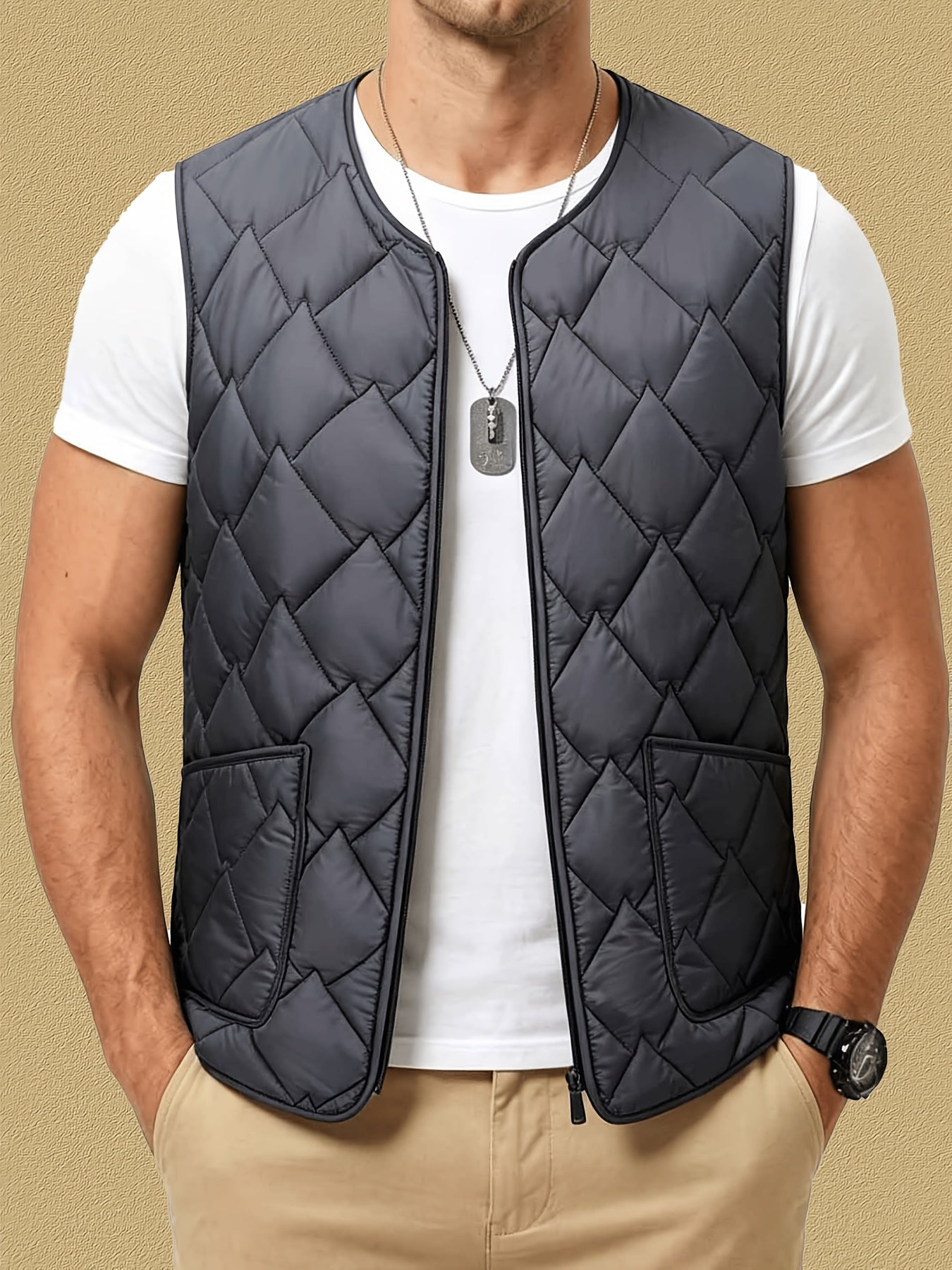 Men's Thermal Sleeveless Vest Jacket - Warm Casual Layering