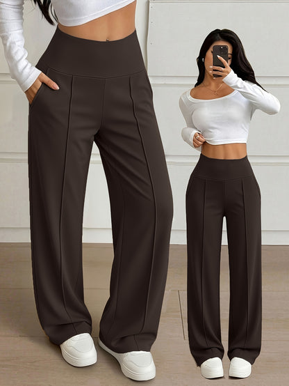 Women’s High-Waist Wide-Leg Stretch Trousers for Spring/Fall
