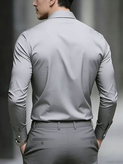 Men's Casual Long Sleeve Business Shirt for Spring and Fall