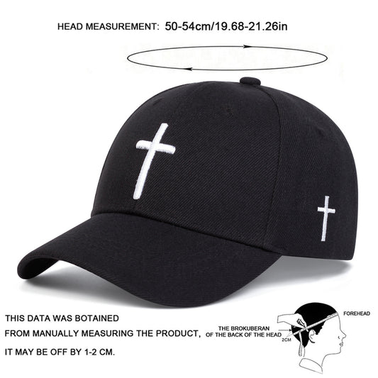 Adjustable Sun Protection Baseball Cap for Boys - Black with White Cross Design, Polyester, Fitted Closure, Ideal for Outdoor Activities, Travel, and Beach, Travel Headgear | Stylish Headgear | Adjustable Headgear