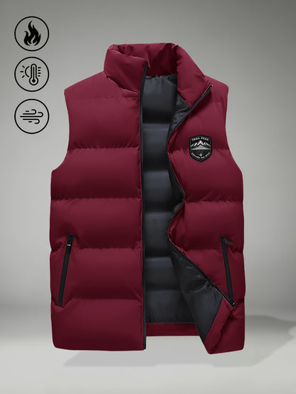 Men's Autumn-Winter Stand Collar Warm Polyester Vest