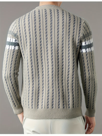 Men'S Stylish Thick Knit Sweater for Autumn And Winter, a New Casual Pullover for Warmth