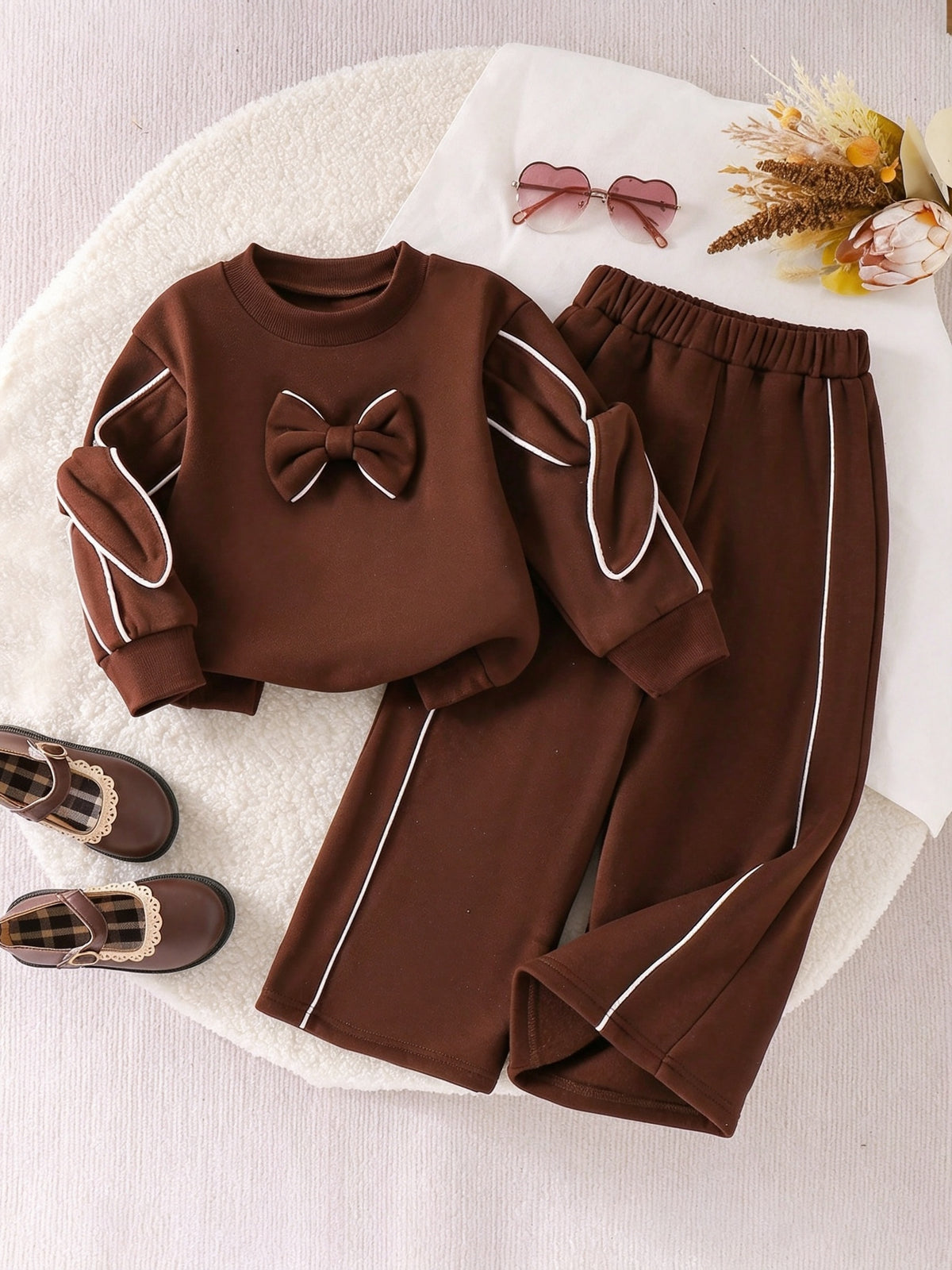 Girls' Autumn/Winter Sweatshirt & Wide-Leg Pants Set