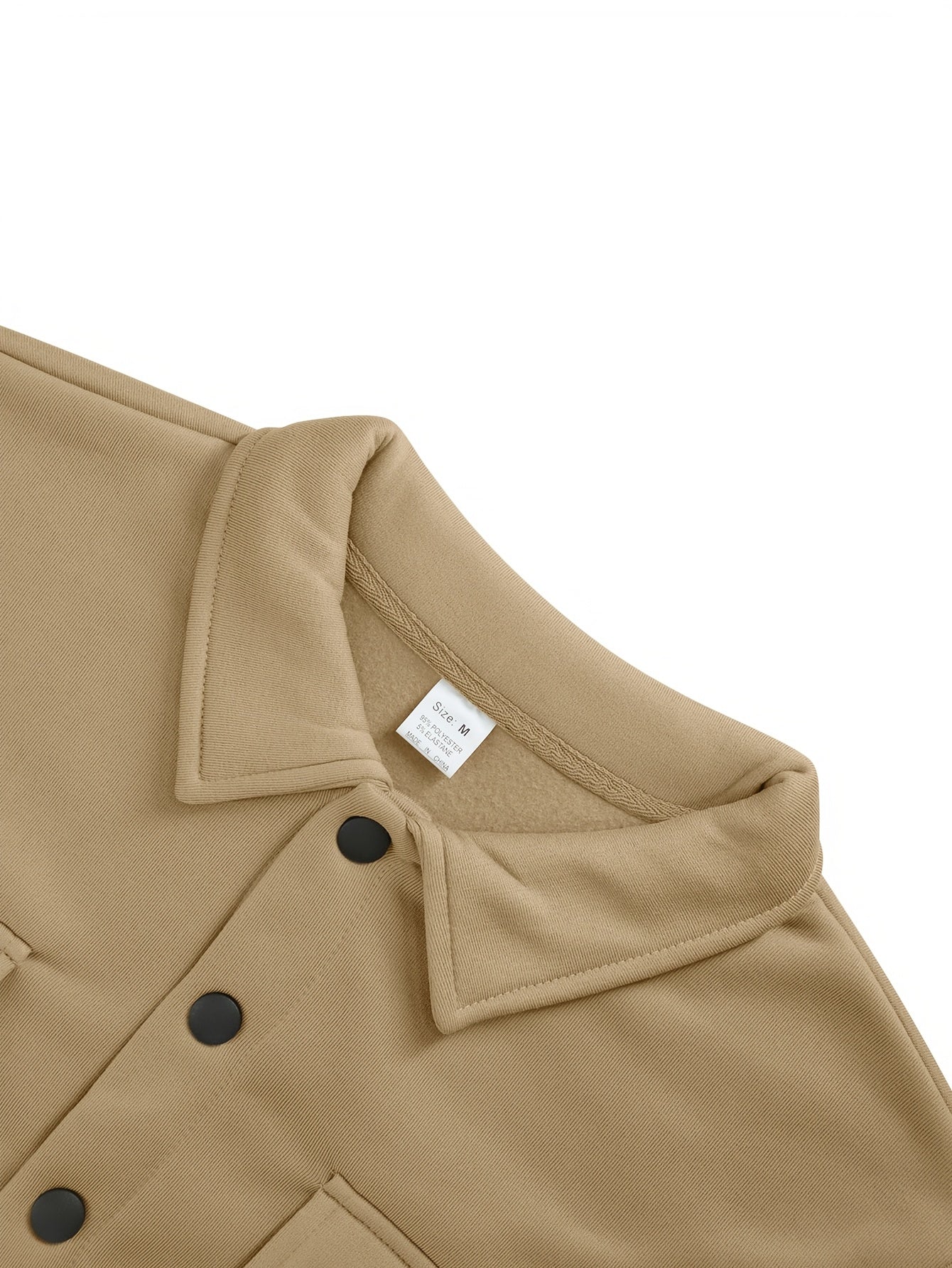 Men's Solid Color Lined Workwear Shirt Jacket with Snap Buttons
