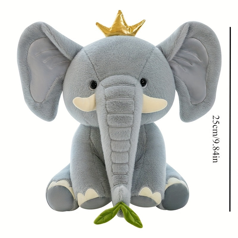 25cm/9.84in New Healing Crown Elephant Doll Plush Doll Artifact for Friends