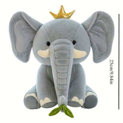 25cm/9.84in New Healing Crown Elephant Doll Plush Doll Artifact for Friends