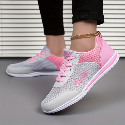 Women'S Breathable Lightweight Running Shoes - Black  Pink Checkered Design, Low-Top Lace-Up Sneakers with EVA Sole for Casual, Travel  Light Jogging, All-Season Comfort, Ladies Sneakers, Stylish Sportswear, Cushioned Suppo