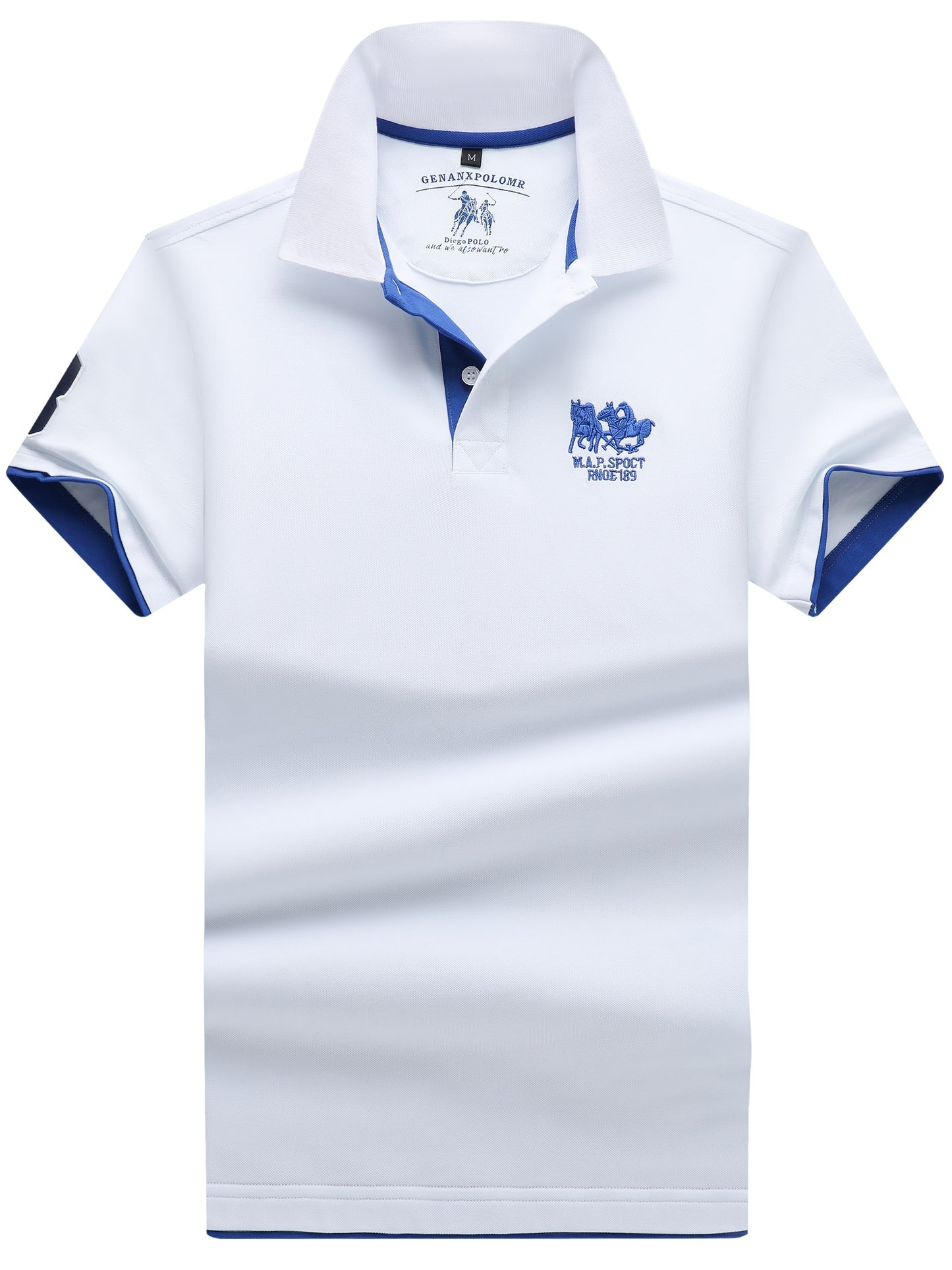 Men'S Short-Sleeve Polo Shirt with 95% And Embroidered Design - ayq