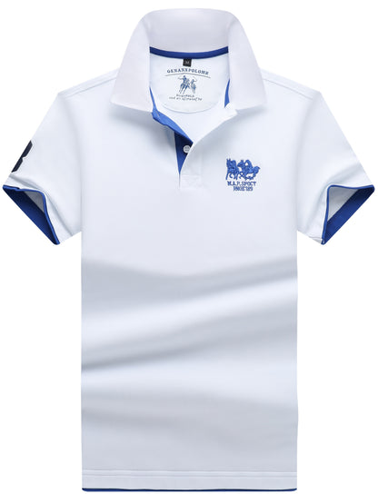 Men'S Short-Sleeve Polo Shirt with 95% And Embroidered Design - ayq
