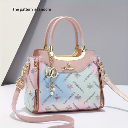 LOEYN Women'S Elegant Crossbody Bag with Detachable Strap - Chic Floral & Butterfly Print, Golden-Tone Hardware, Zipper Closure, Polyester Lining - Perfect Gift for Mom, Versatile Shoulder & Handbag, Fashion Accessory | Flora