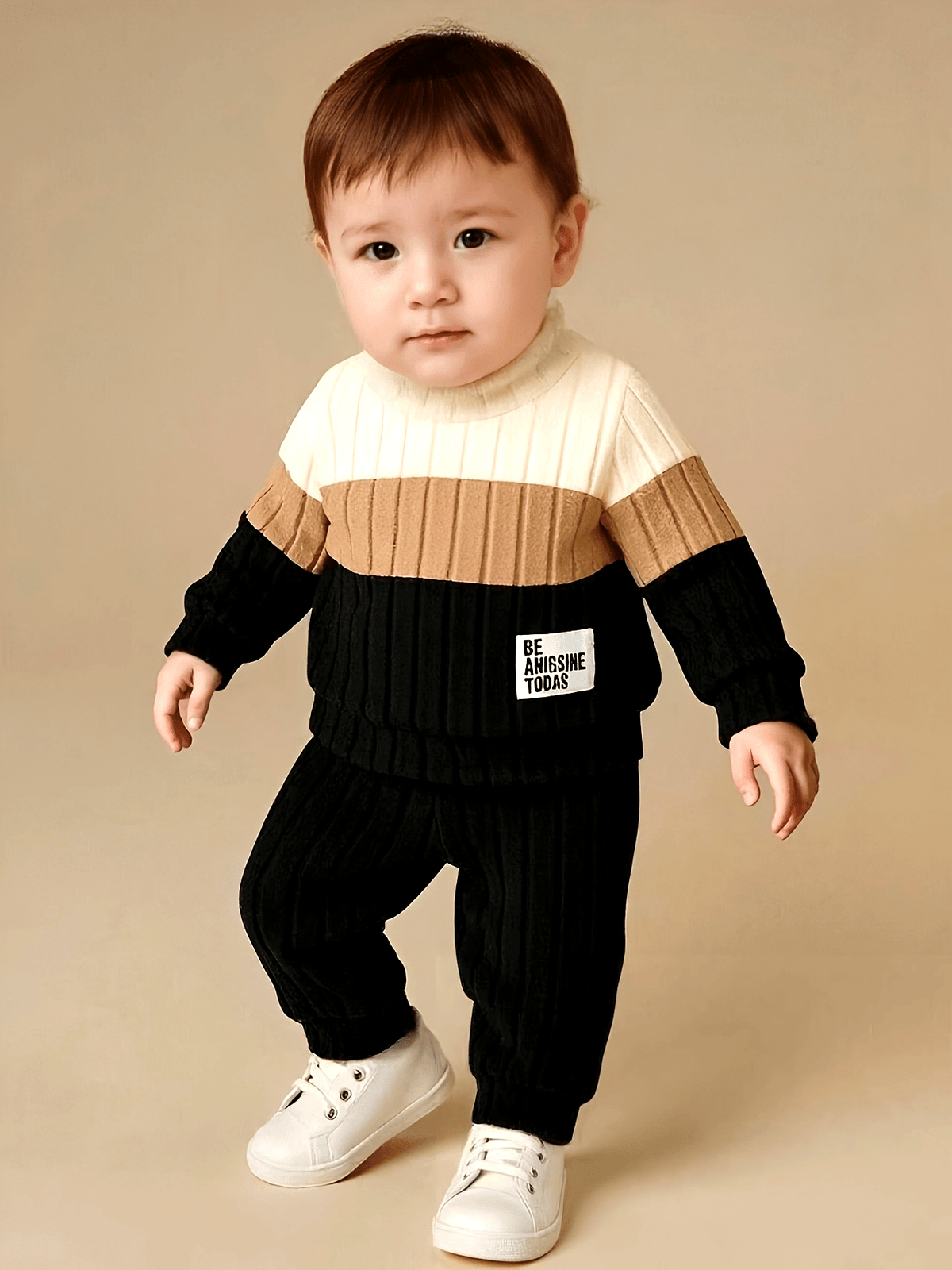 Toddler Boys' Casual Color-Block Long Sleeve Top & Pants Set - ayq
