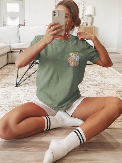 Women's Casual Cotton Graphic Crew Neck T-Shirt for Spring & Summer