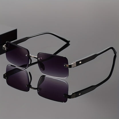 Unisex Business Square Fashion Glasses for Men & Women - High-Quality PC Frame with Gradient Purple Lenses, Sleek Black Design, Durable & Stylish for Casual or Professional Wear, Stylish Eyewear, Sophisticated Eyewear, Durabl