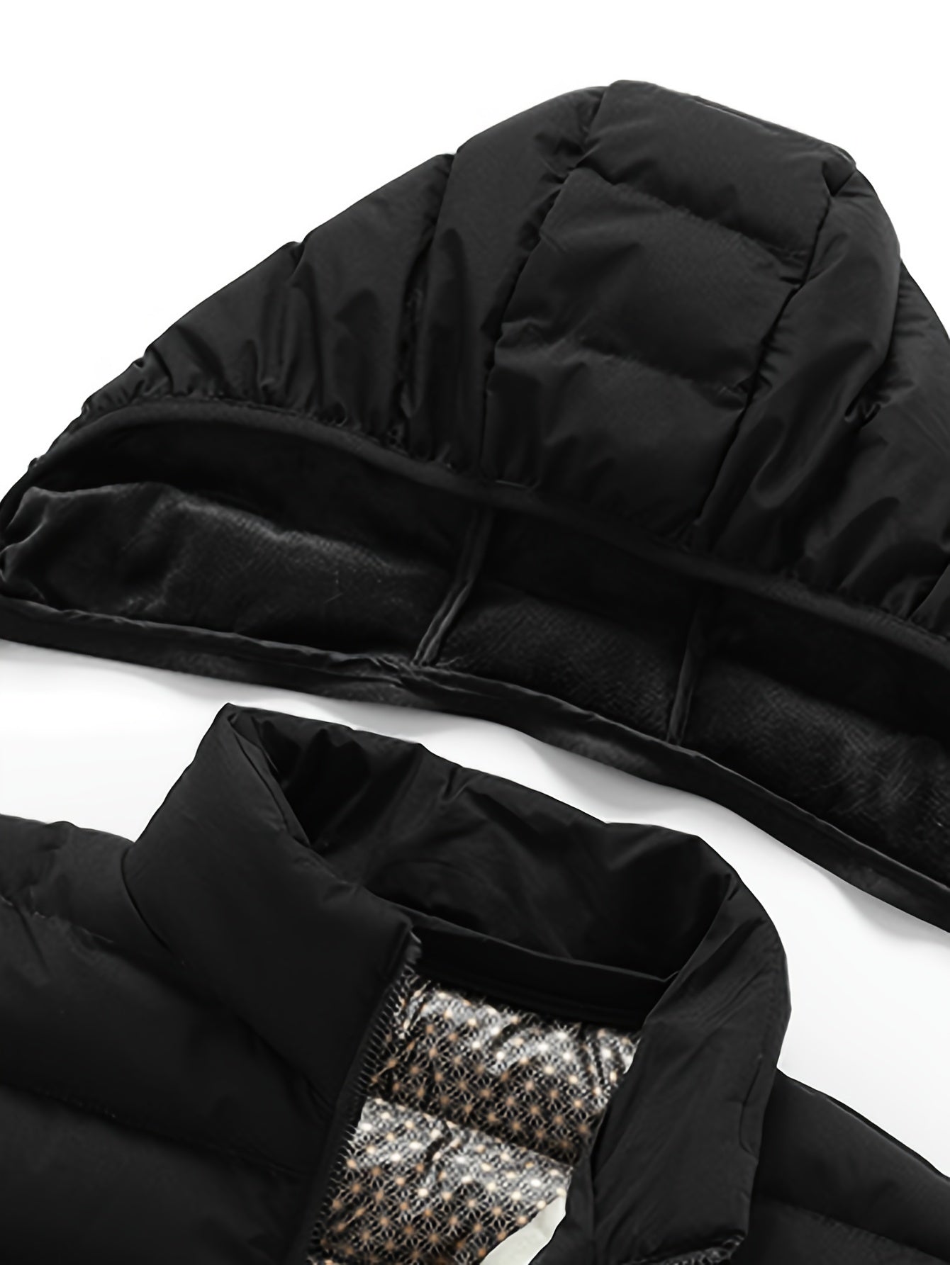 Men'S Winter Jacket with Detachable Hood - Black & Green Color Block, Zip-Up Casual Coat, Long Sleeve, Polyester Lining, Pockets, Regular Fit for Fall/Winter Outdoor Wear, Winter Coat, Fall Outerwear, Trendy Winter Jacket, Du