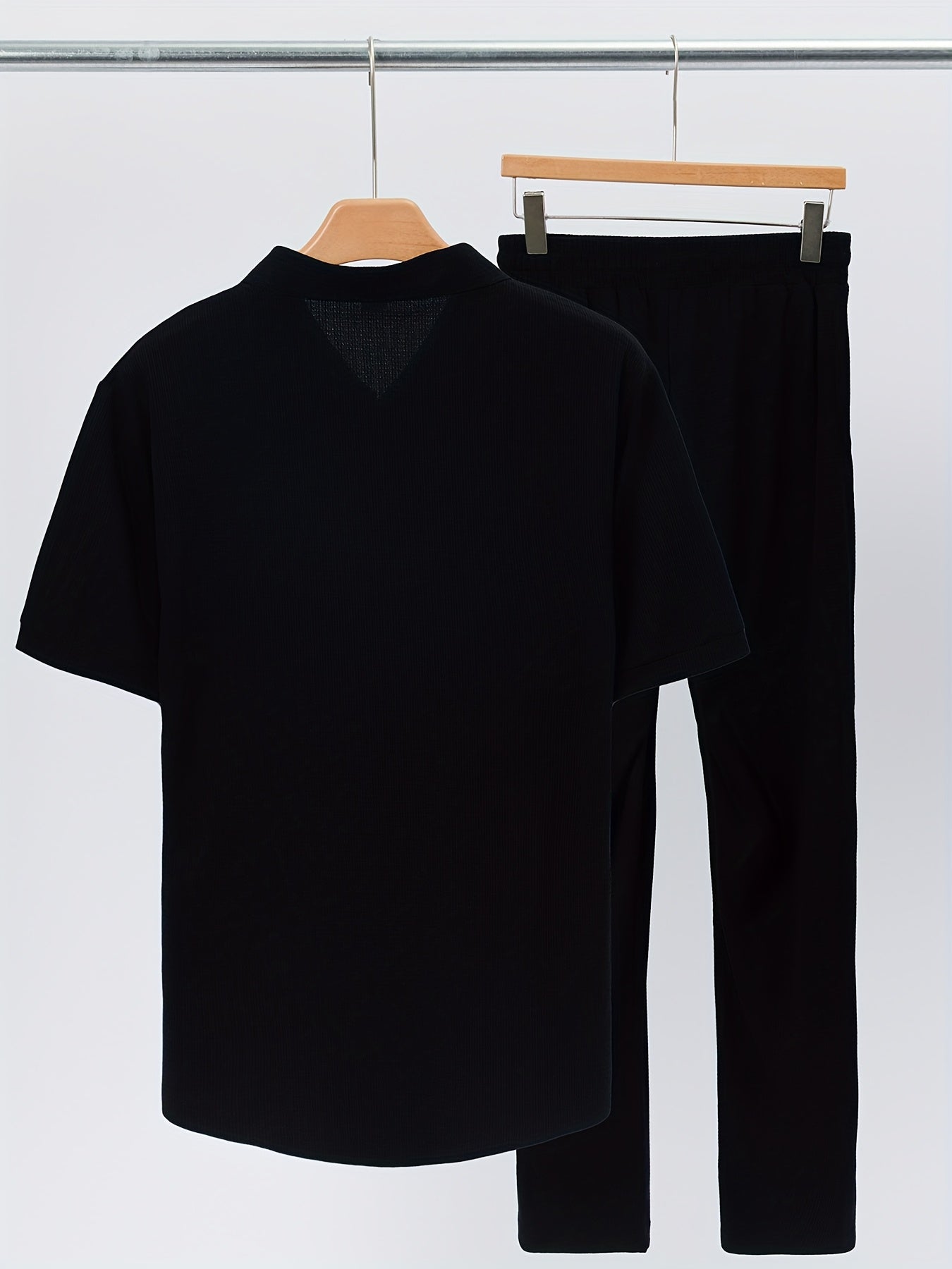 Men's Casual Fashion Short-Sleeve Zip-Up Suit, Suitable for All Seasons - ayq