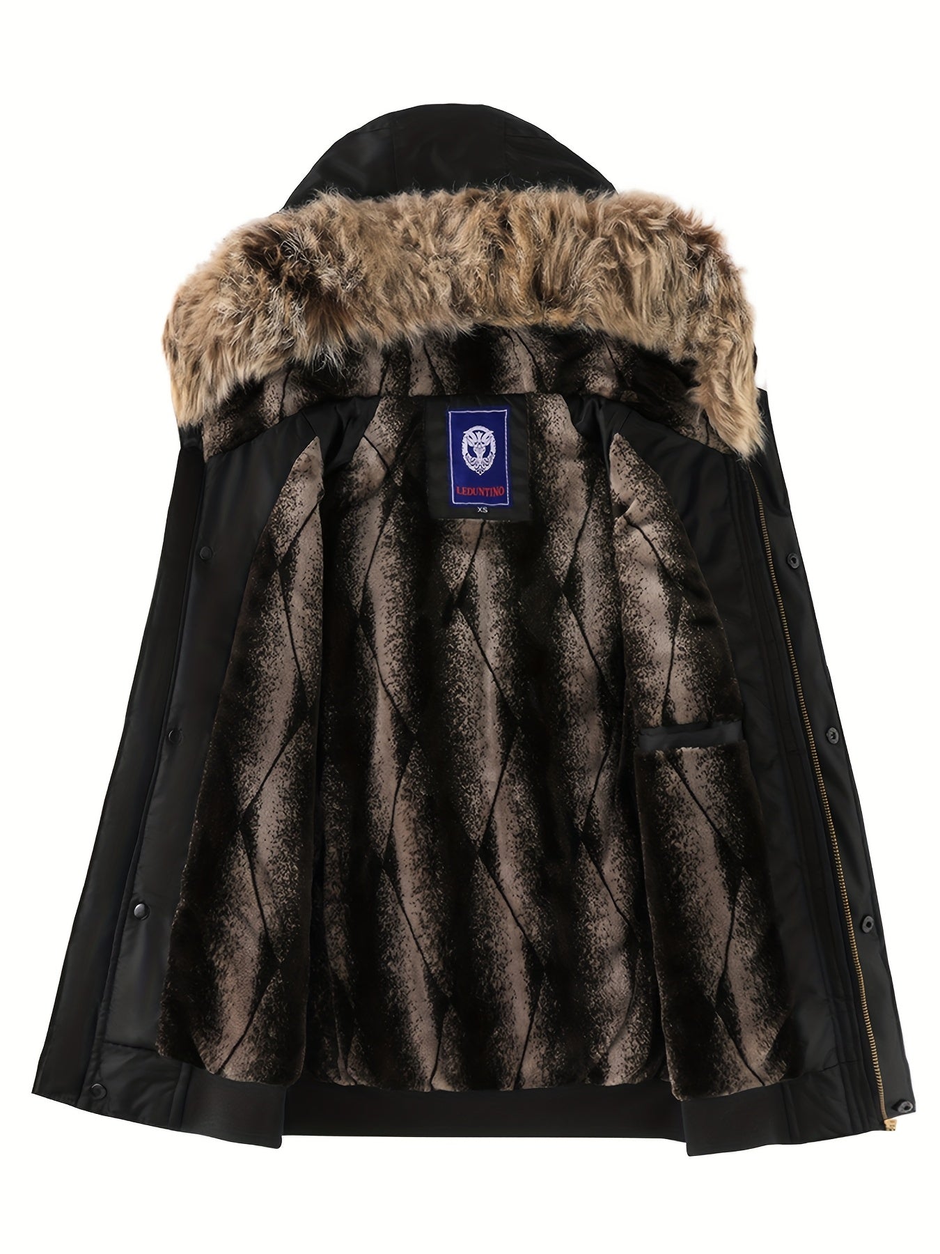 Men'S Winter Jacket with Full-Zip Closure, Hooded Insulated Coat - Bright Orange Cold Weather Outerwear, Zippered Pockets & Hood - Non-Stretch Fabric for Hiking, Commuting, Everyday - Fall/Winter Jacket for Adults, Outdoor Ac