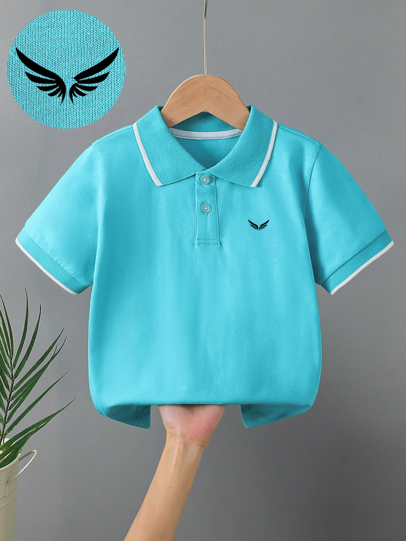 Kids' Summer Polo Shirts with Bird Patterns, Cotton Blend