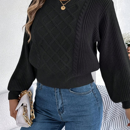 Women'S Elegant Round Neck Sweater - Soft Long Sleeve Pullover, Chic Office to Party Outfit, Cozy Fall Winter Sweater for Everyday & Formal Events