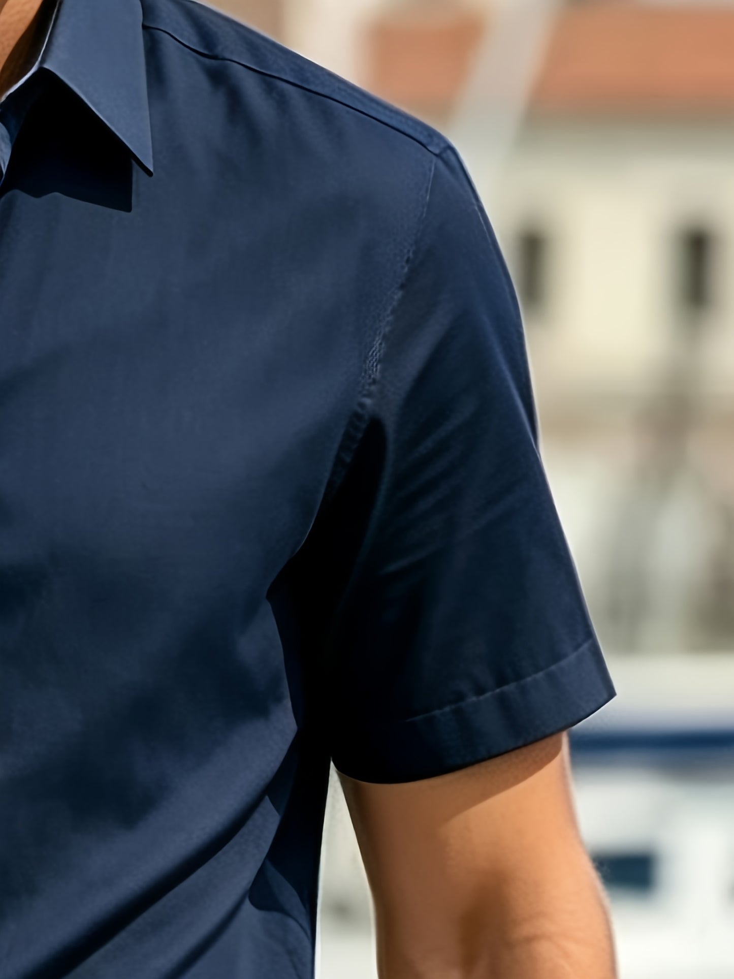 Men's Casual Lapel Short Sleeve Shirt & Elastic Waist Trousers Set