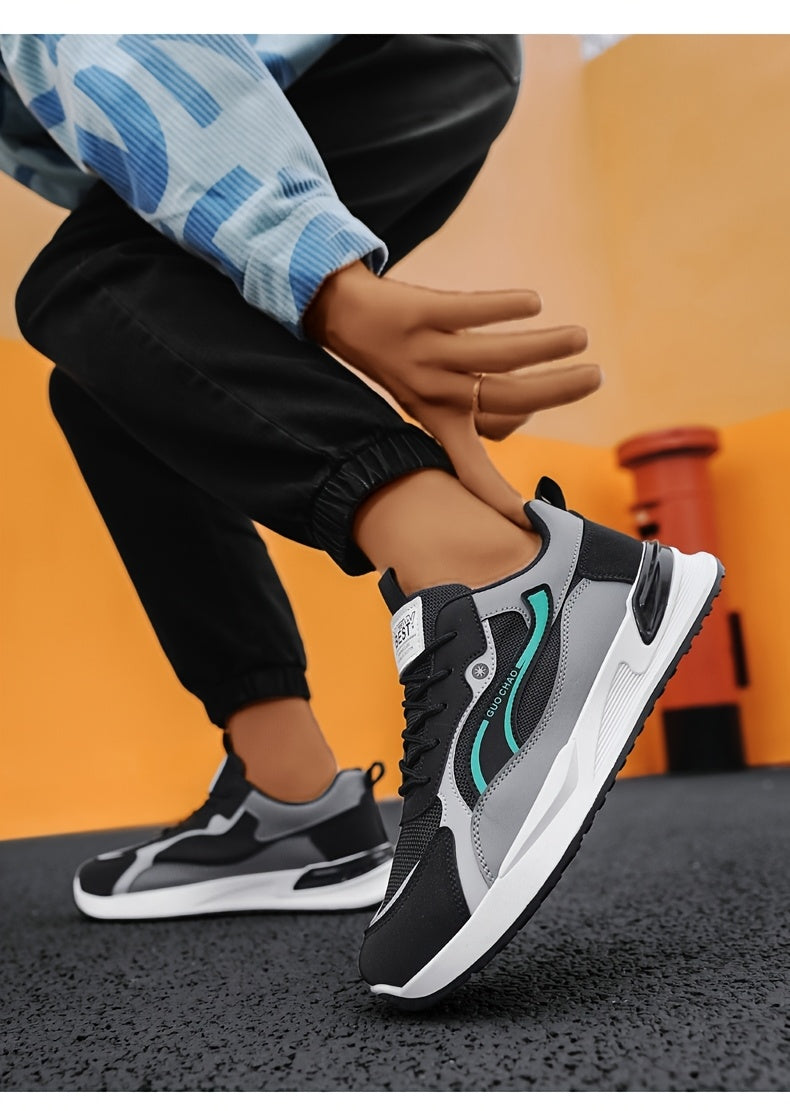 Men's Sneakers Running Shoes, Sporty Trendy Skate Shoes, Versatile Casual Loafers, Sailing Shoes, Flat Sole Skate Shoes, Green and Blue, for Spring, Autumn, Summer, All Seasons, Streetwear, Outdoor, Daily Wear, Hiking, Color- - ayq