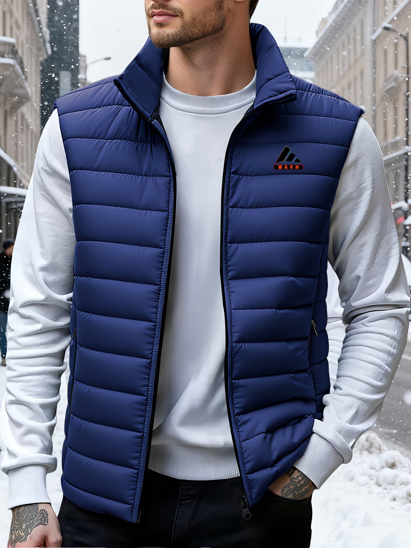 Men's Casual Sleeveless Vest with Zippered Pockets for Fall