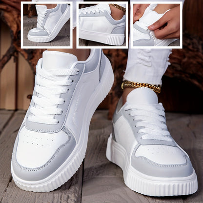Women’s Casual Dual-Tone Low-Top Sneakers with Lace-Up Closure