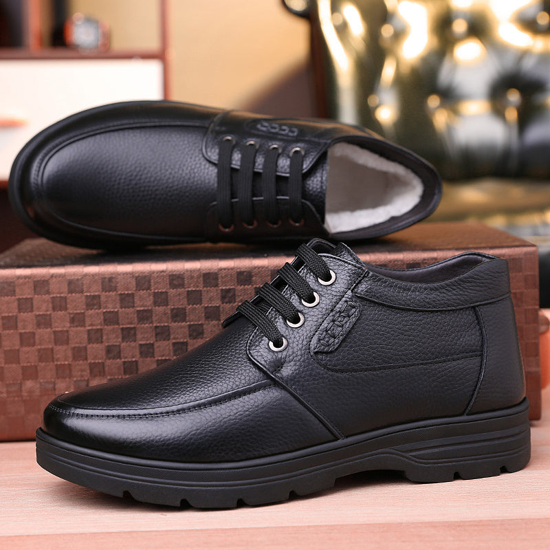 Men's Classic Lace-Up Cow Leather Ankle Boots with Cushioned Sole