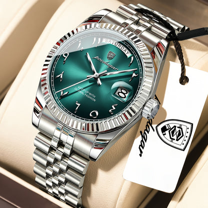 Men's Retro Quartz Watch with Stainless Steel Strap & Calendar