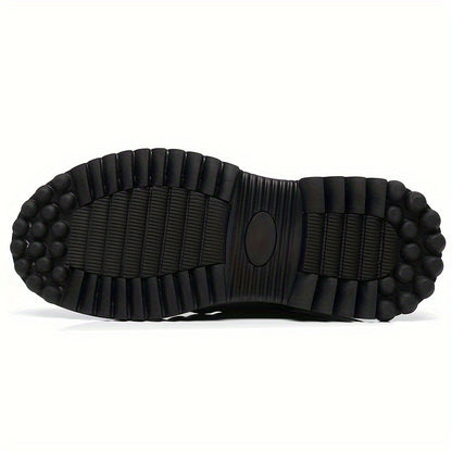 Men's Slip-On Ankle Snow Boots with Plush Lining & Thick Rubber Sole - Thermal Insulated Winter Boots, Microfiber Upper, Cushioned PU Insole, Solid Color Design for Cold Weather, Winter Shoes